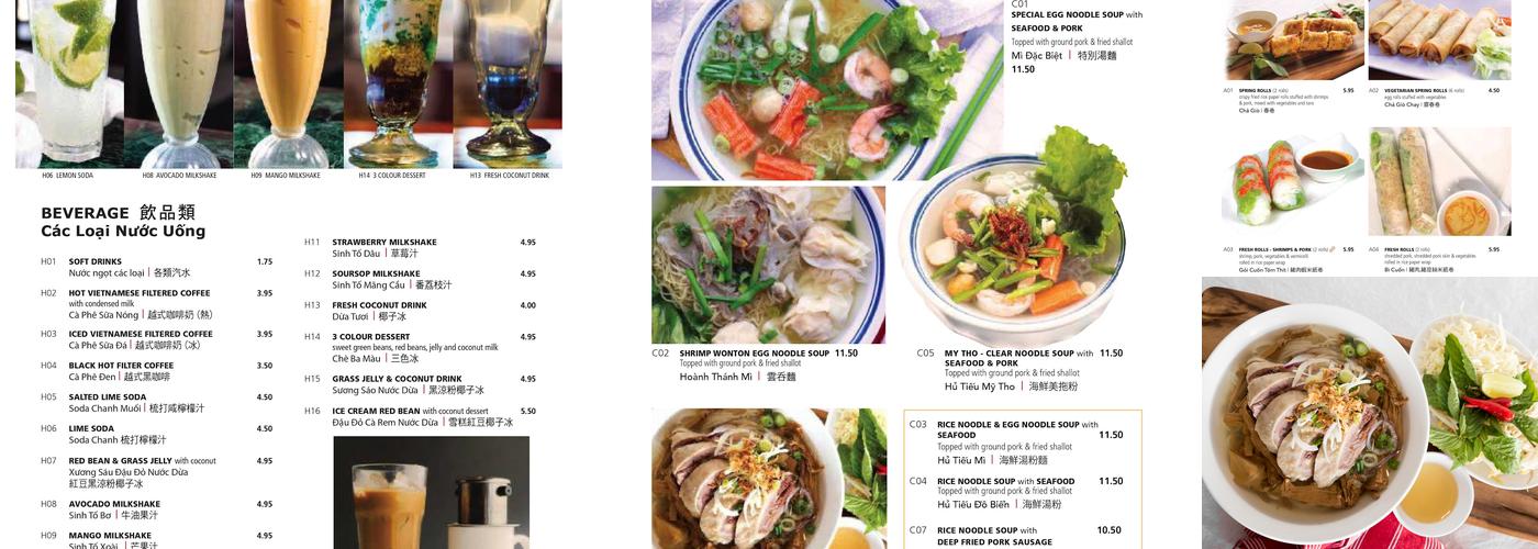 Pho Quinn Scarborough Menu