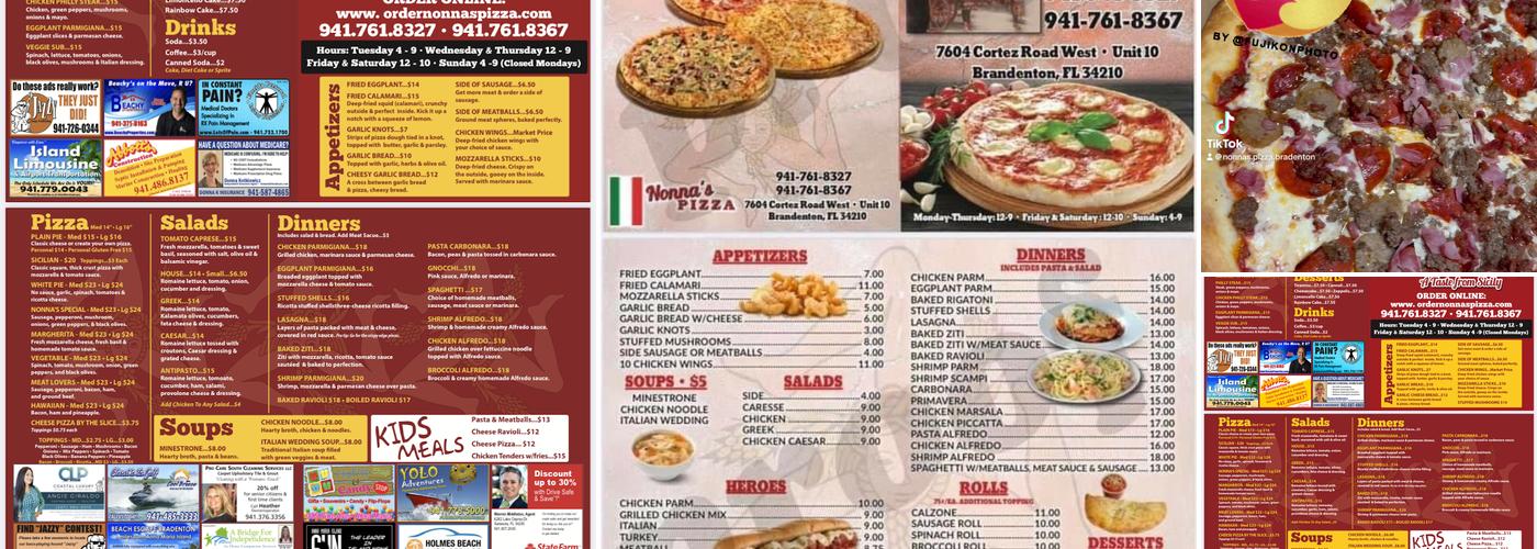 Nonna's Pizza Menu