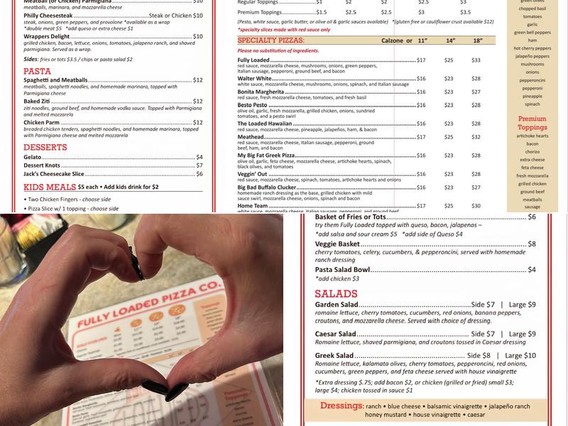 Fully Loaded Pizza Kitchen Menu