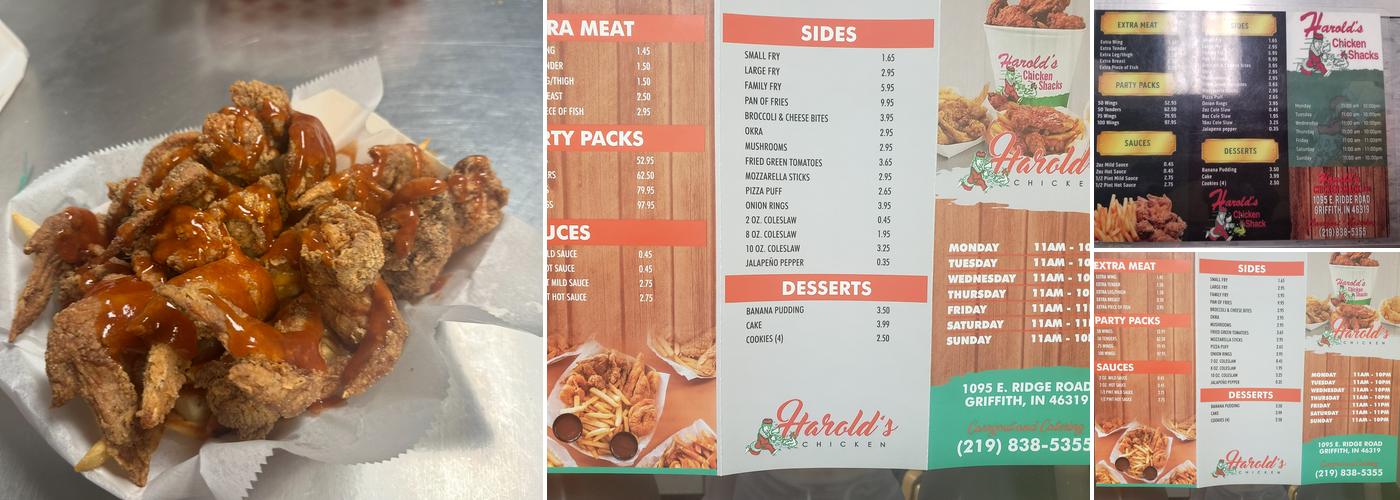 Harold's Chicken Shack #30 Menu