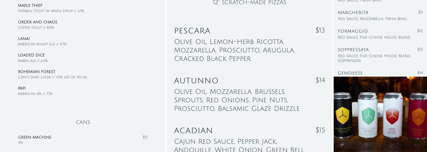 Diamondback Brewing Company Menu