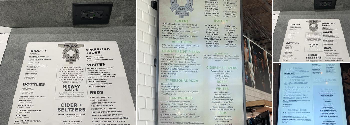 Midway Pizza Menu