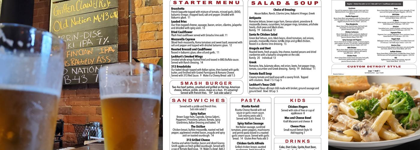 313 Pizza Bar Menu