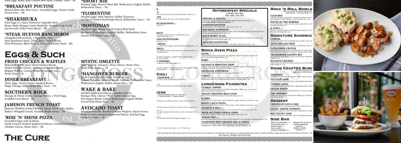 LongCross Bar and Kitchen Menu