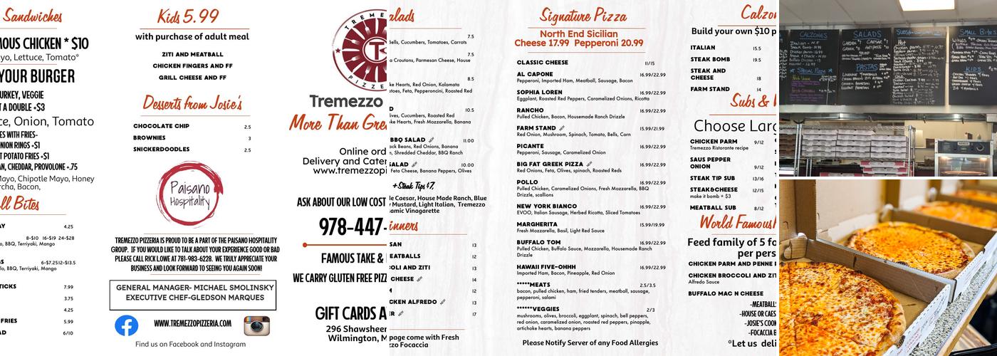 Tremezzo Pizzeria Menu