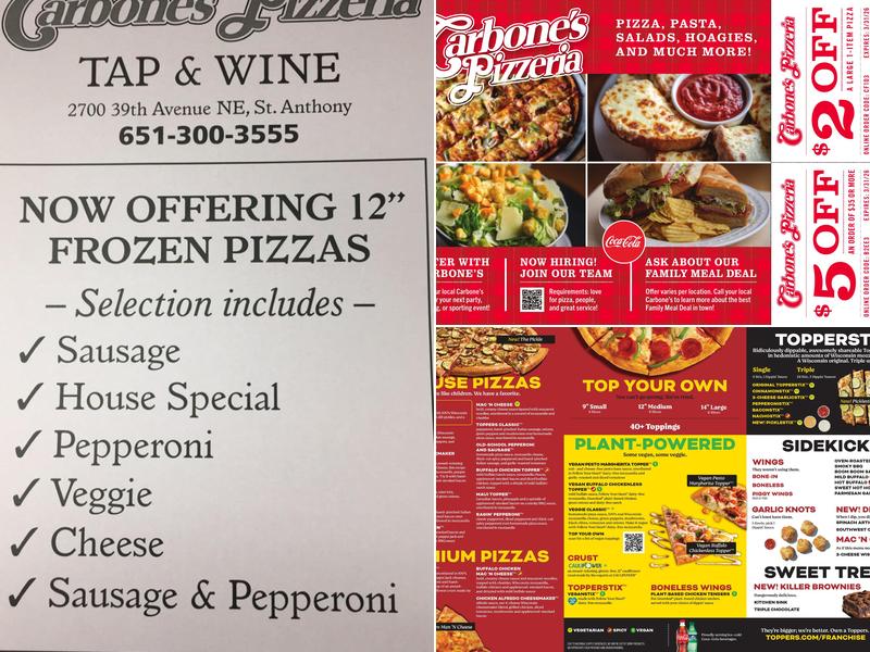 Carbone’s Pizza - St. Anthony Menu