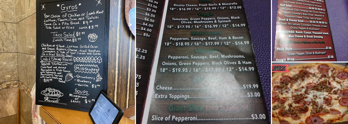 Henriquez Pizza Menu