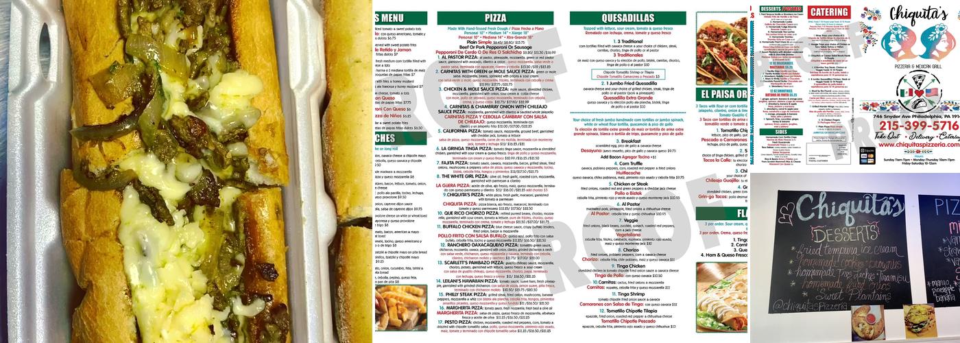 Chiquita's Pizzeria & Mexican Grill Menu