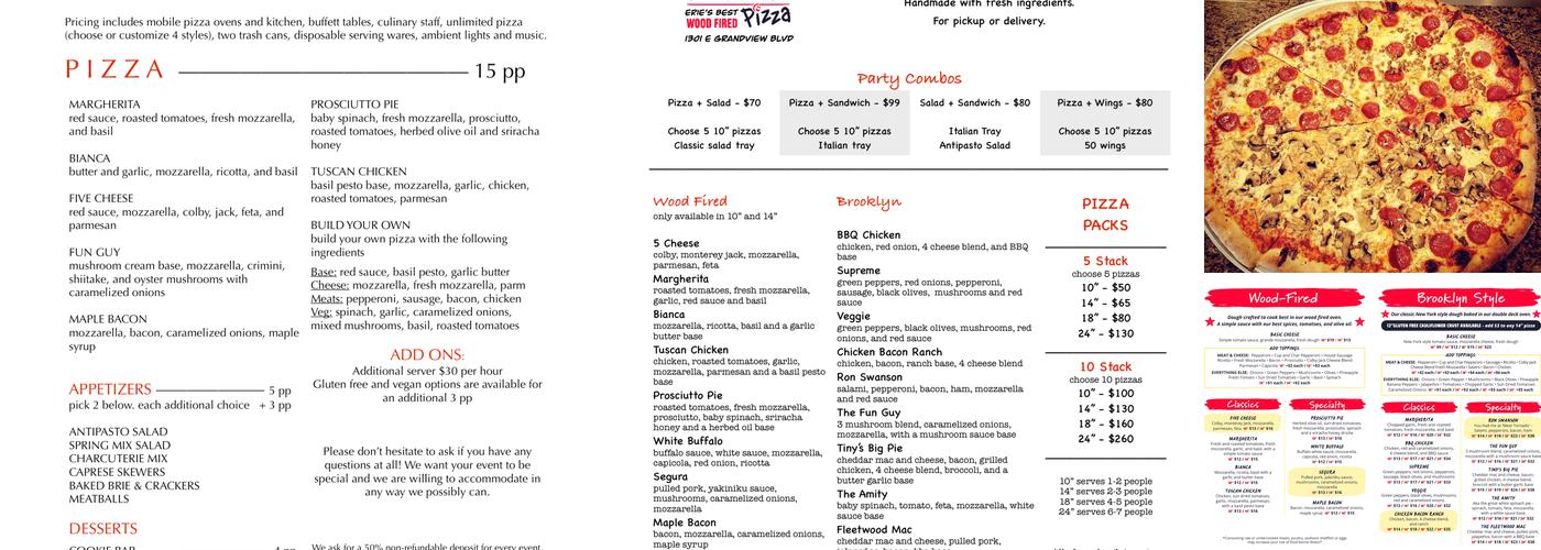 Sticks & Bricks Wood Fired Pizza Menu
