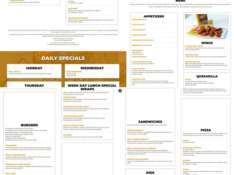 Mack's Pub and Grill Menu