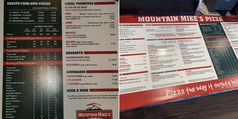 Mountain Mike's Pizza Menu