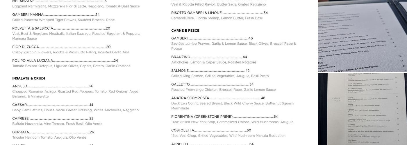 Casa D'Angelo Menu
