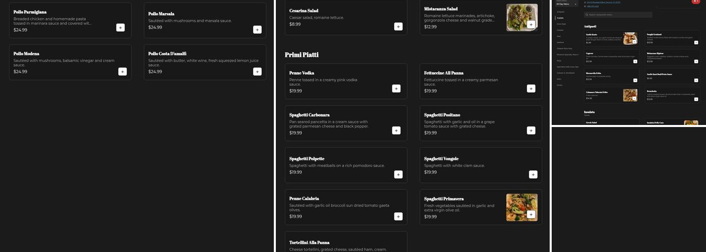 Positano Trattoria Pizzeria Menu