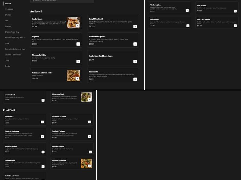 Positano Trattoria Pizzeria Menu
