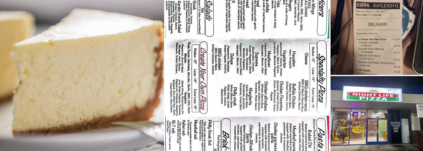 Night Life Pizza Menu