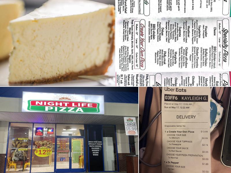 Night Life Pizza Menu