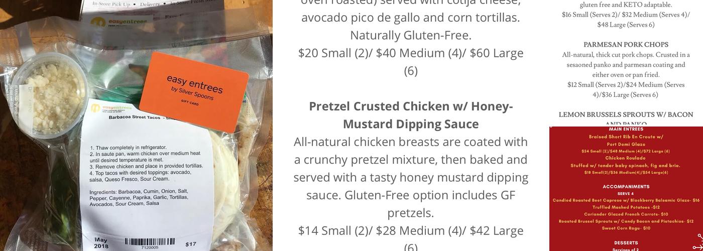 Easy Entrees-Centennial Menu