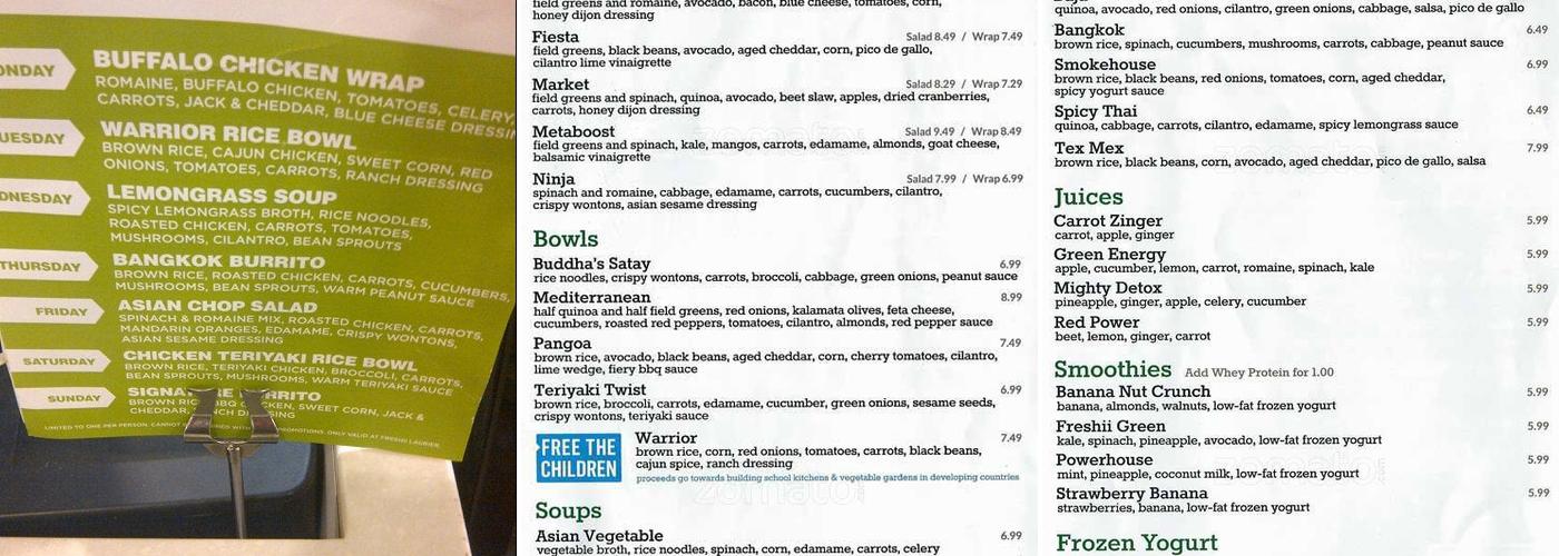 Freshii Menu