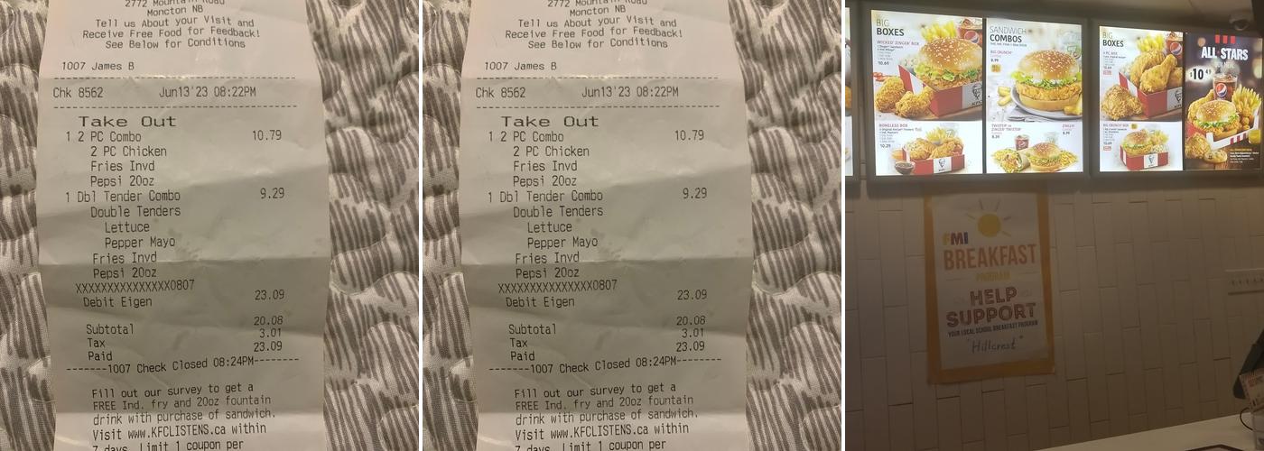 KFC Menu