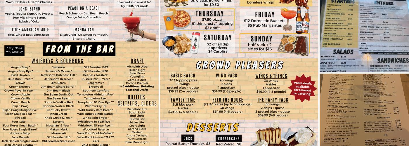 Jasper Pub 'N' Grub Menu
