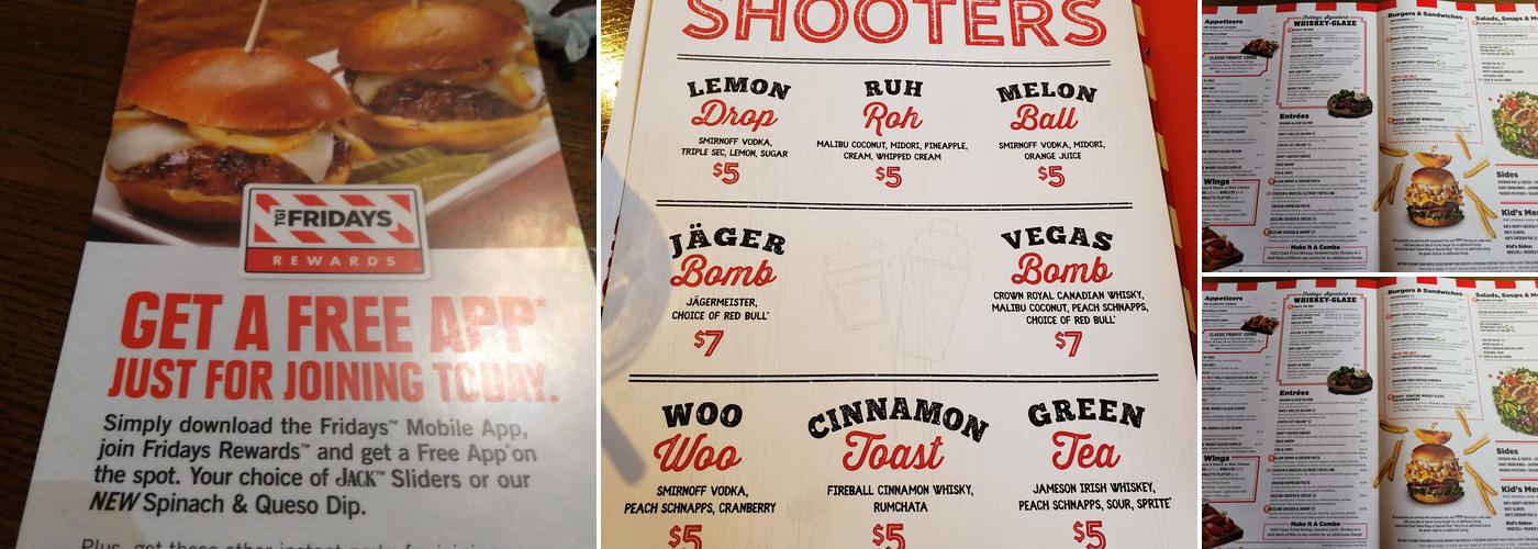 TGI Fridays Menu