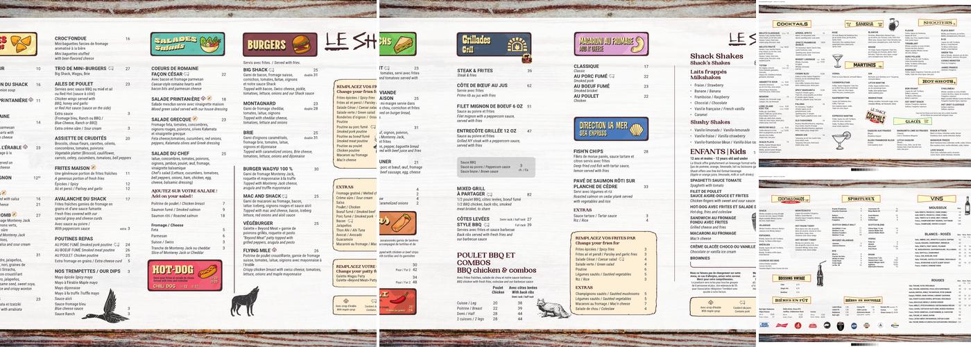 Le Shack Menu