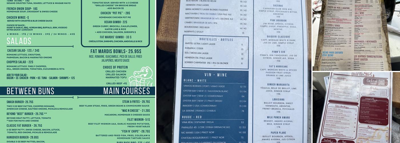 Fat Mardis Menu