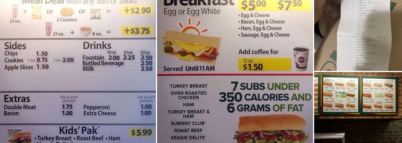 Subway Menu