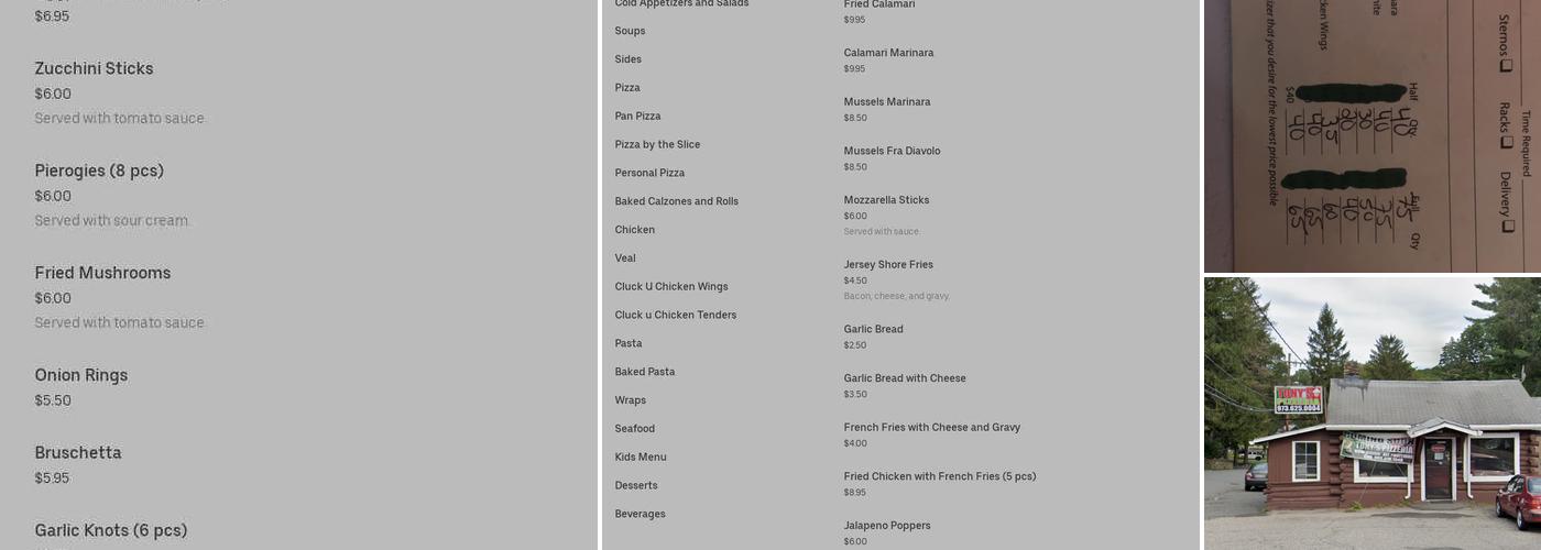 Tony's Famous Pizzeria Menu