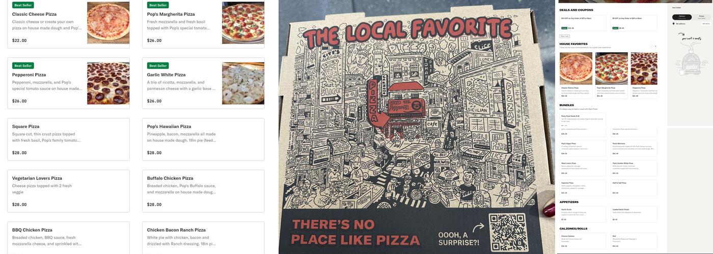 Pop's Pizzas Menu