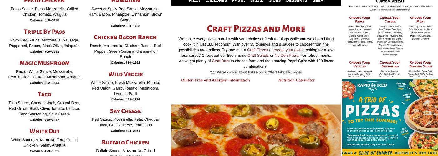 Rapid Fired Pizza Menu