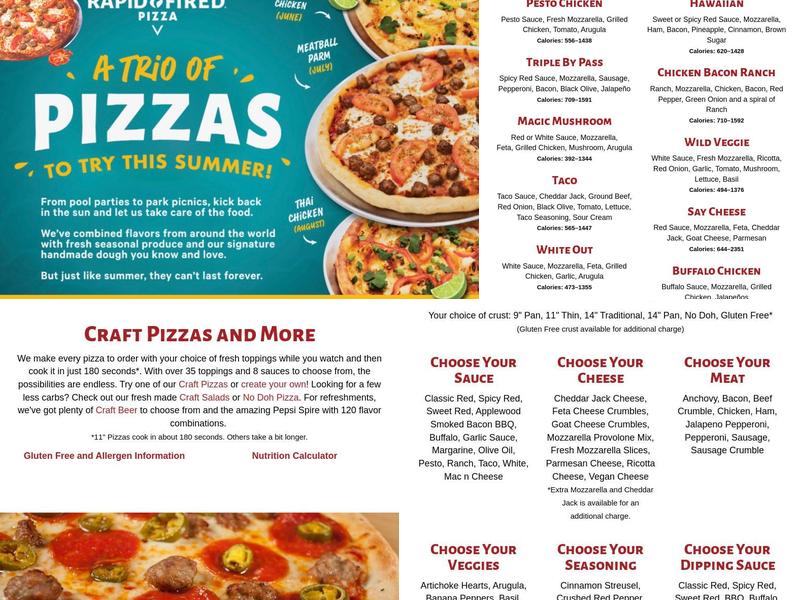 Rapid Fired Pizza Menu