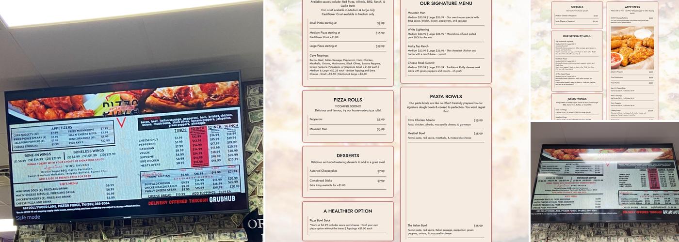 Pizza At The Cove Menu