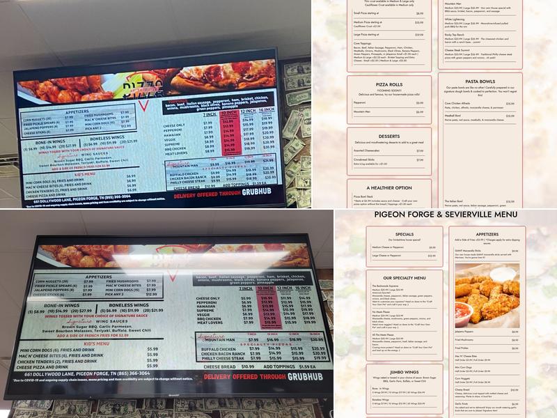 Pizza At The Cove Menu