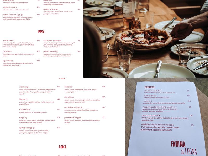 Farina a Legna Menu