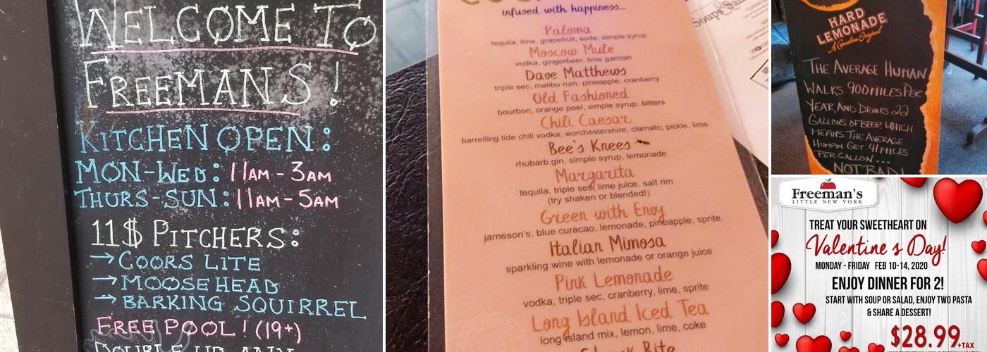 Freeman's Little New York Menu