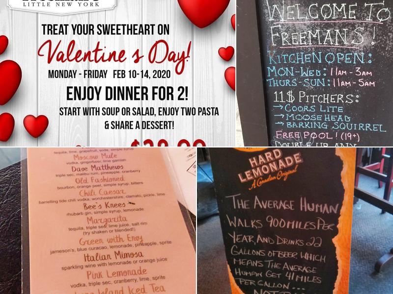 Freeman's Little New York Menu