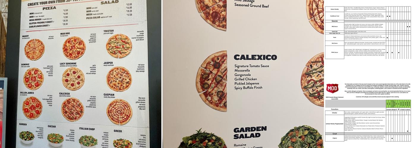 MOD Pizza Menu