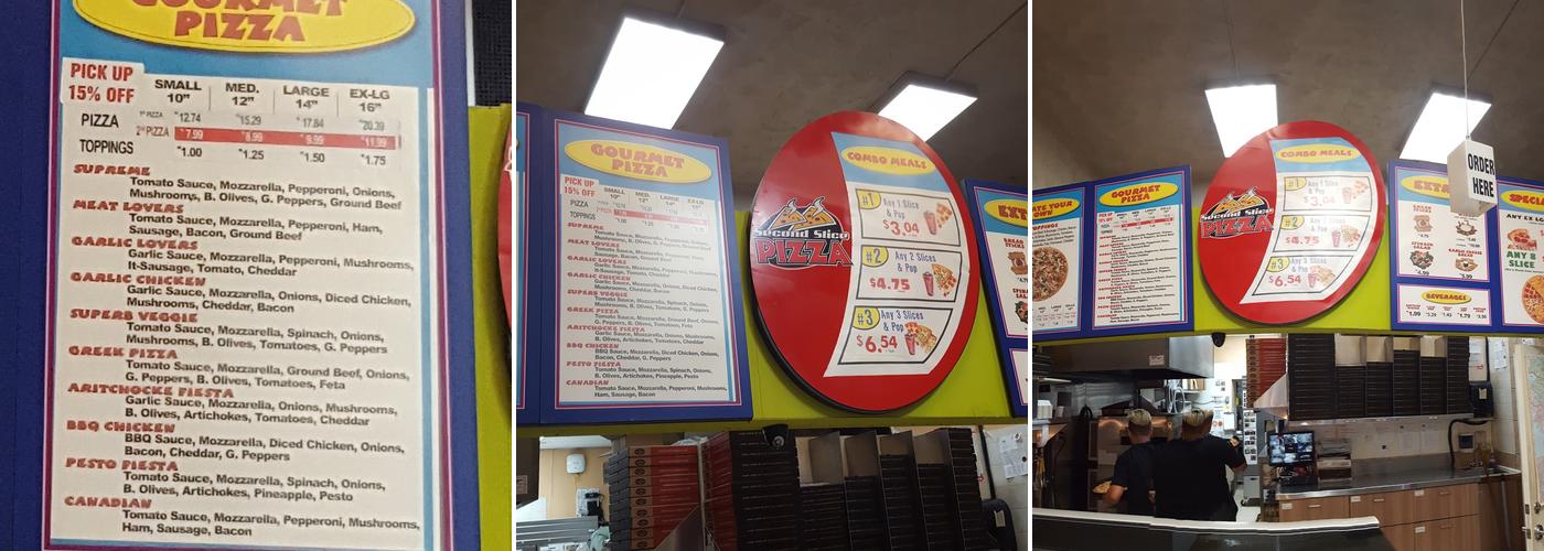 Second Slice Pizza Menu