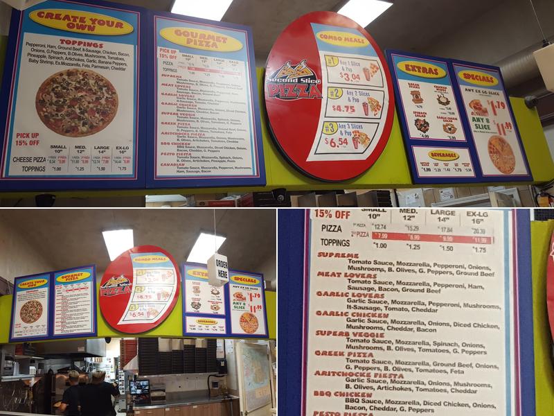 Second Slice Pizza Menu