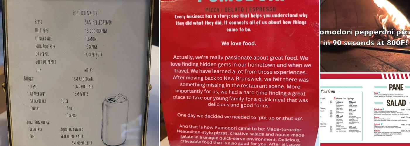 Pomodori Pizzeria Menu