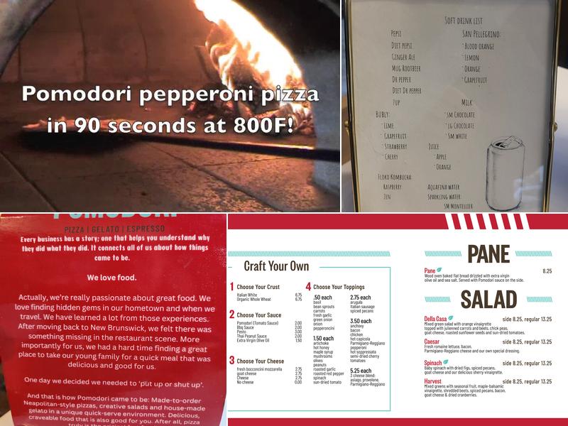 Pomodori Pizzeria Menu