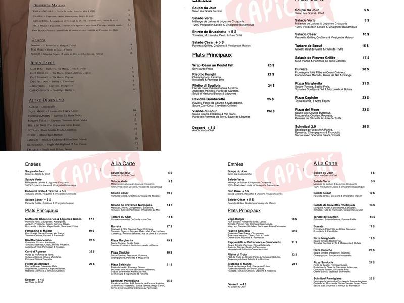 Restaurant Capiche Menu
