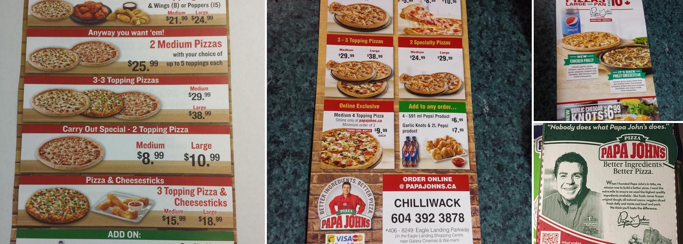 Papa Johns Pizza Menu