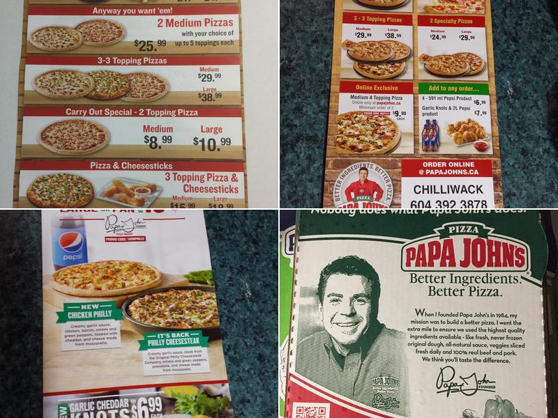 Papa Johns Pizza Menu