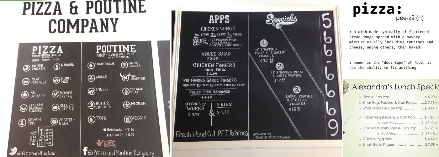 Alexandra's Pizza Charlottetown Menu