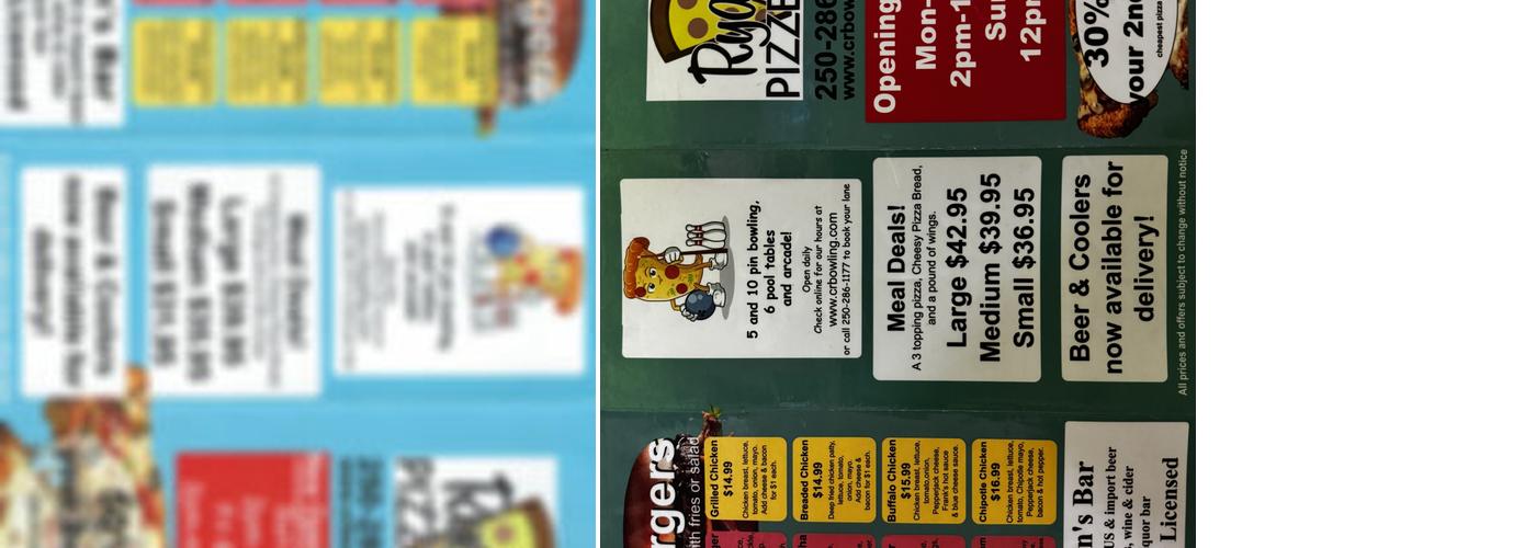 Ryan's Pizzeria Menu