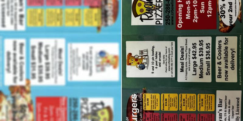 Ryan's Pizzeria Menu