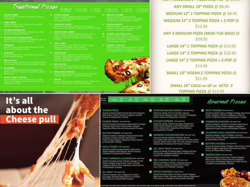 Red Swan Pizza Menu