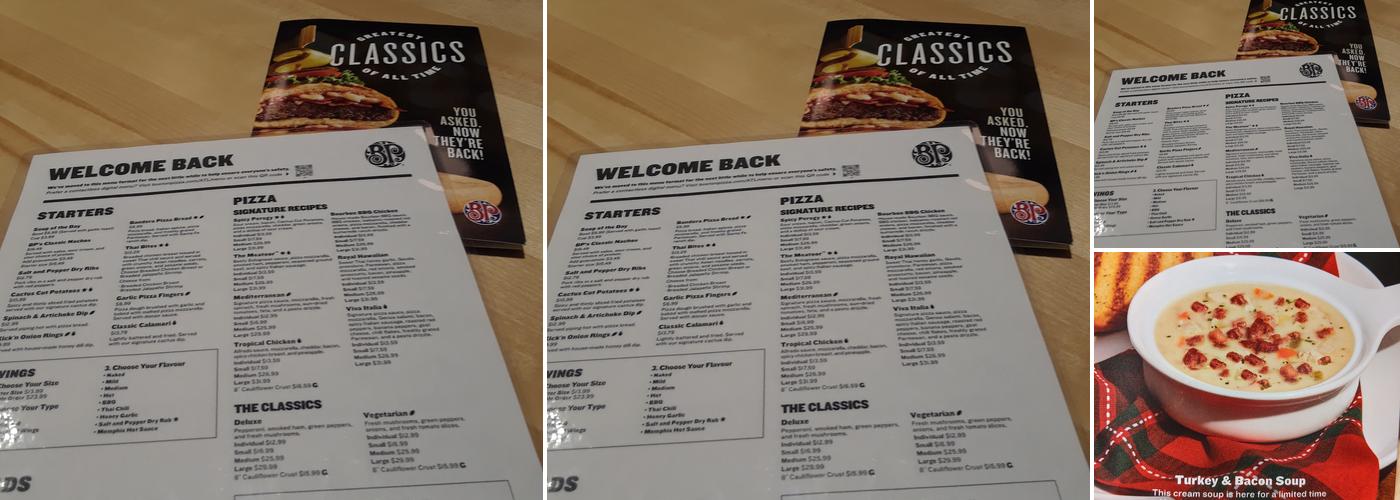 Boston Pizza Menu